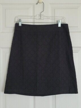 LOFT Black A-Line Eyelet Cotton Skirt
